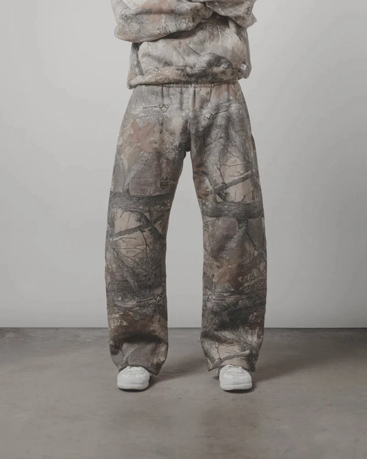 Oversized Camo Pattern Hooded Jacket and Elastic Waist Pants Set for Men