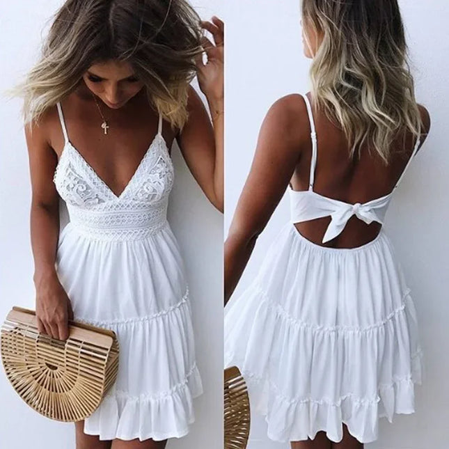 Women's Lace Spaghetti Strap Mini Dress