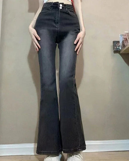 Women’s High-Waist Flare Jeans with Elastic Boot Cut – Vintage Style