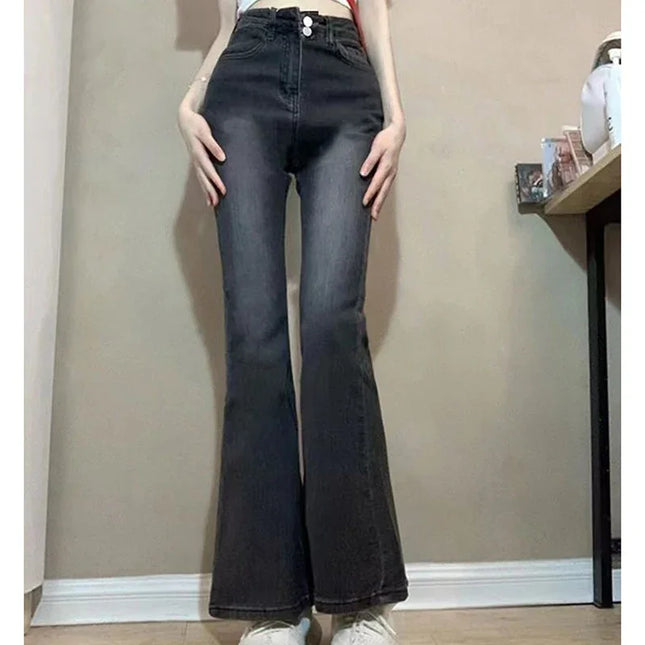 Women’s High-Waist Flare Jeans with Elastic Boot Cut – Vintage Style