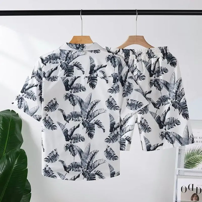 Men's Two-Piece Loose Fit Tie-Dye Striped Shirt and Shorts Set