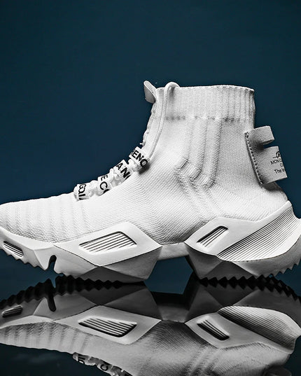 Men's High-Top Lightweight Mesh Sneakers with Lace-Up Design