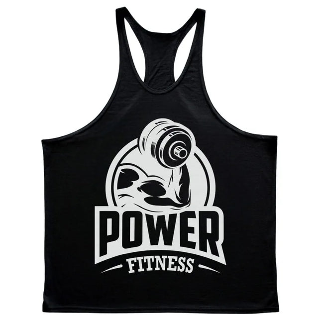 Men's Power Fitness Printed Cotton Stringer Tank Top