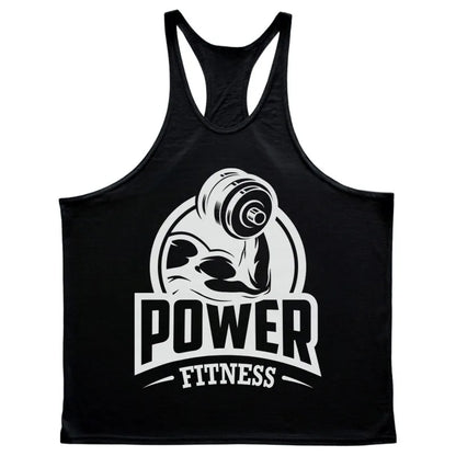 Men's Power Fitness Printed Cotton Stringer Tank Top