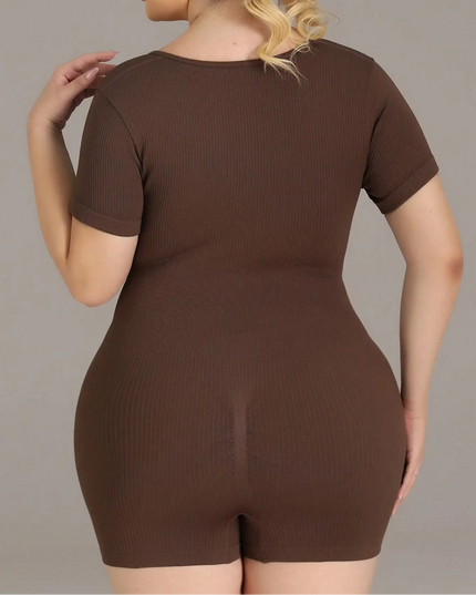 Plus Size Seamless Yoga Jumpsuit for Women with Square Neck