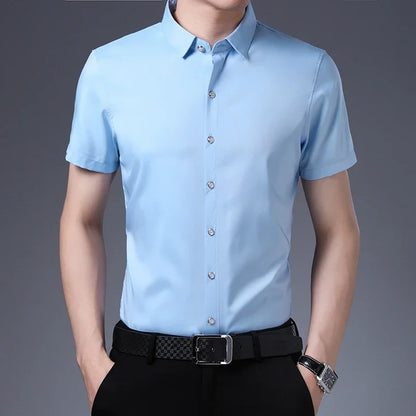 Men's Casual Plain Short Sleeve Shirt - Various Colors
