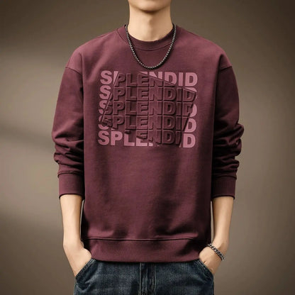 Men's "Splendid" Print Long Sleeve Sweatert – Loose Fit, Round Neck