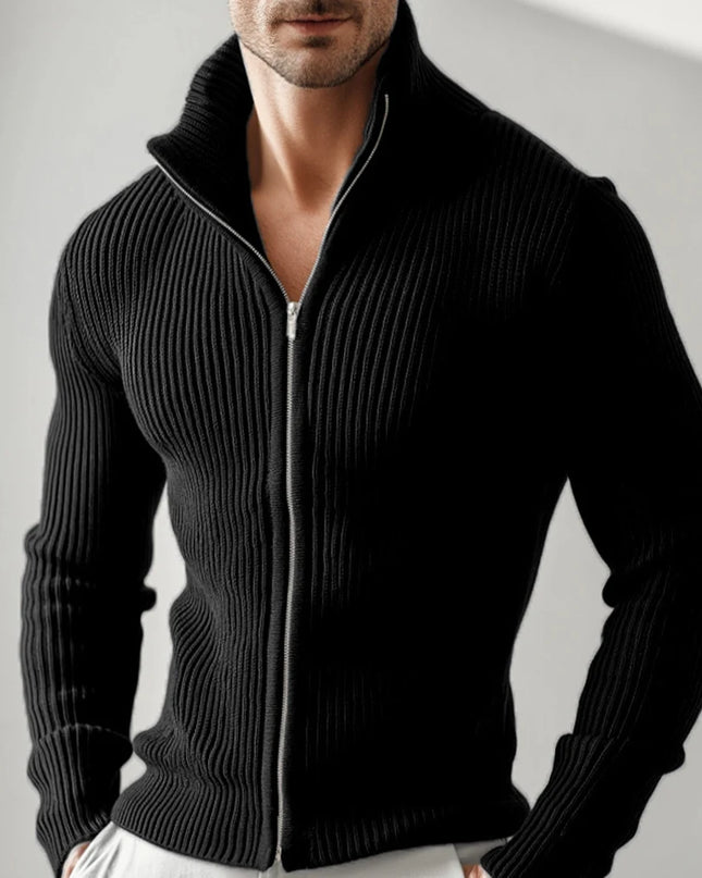Men's Slim Fit Zipper Stand Collar Jacket