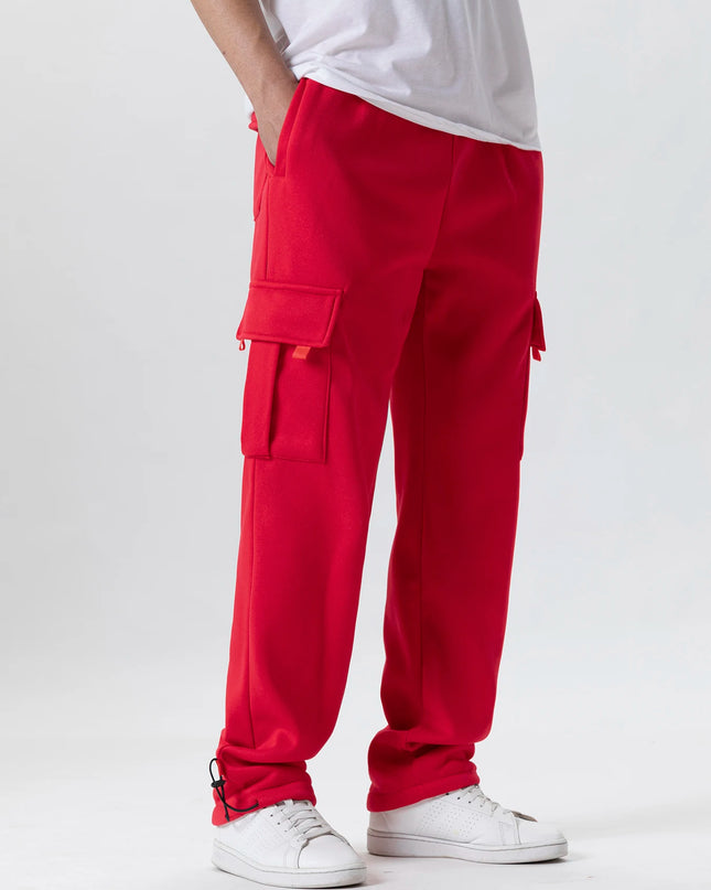 Mens Sweatpants Straight Fit Joggers for Sports and Streetwear Loose Oversized Drawstring Long Pants Men Multi-pocket Pants