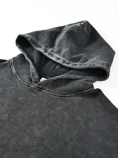 Men's Vintage Washed Printed Hoodie