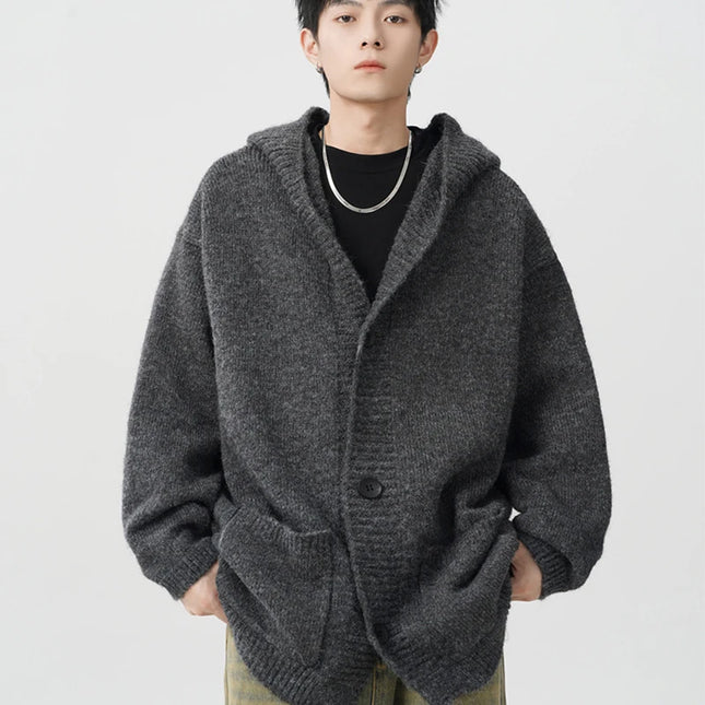 Men's Wool Knit Hoodie Cardigan - Warm, Stylish Woolen Sweater for Men