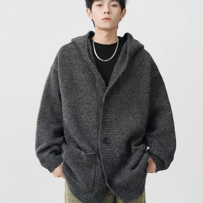 Men's Wool Knit Hoodie Cardigan - Warm, Stylish Woolen Sweater for Men