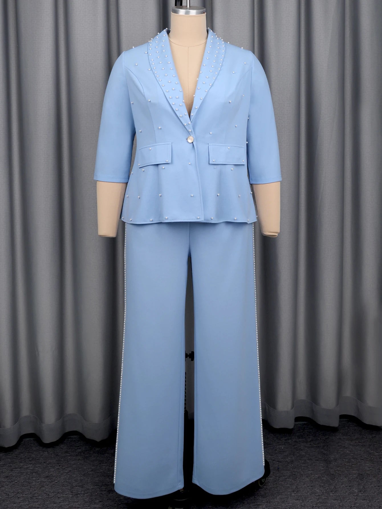 Elegant Women's Two-Piece Blazer and High-Waist Pants Set