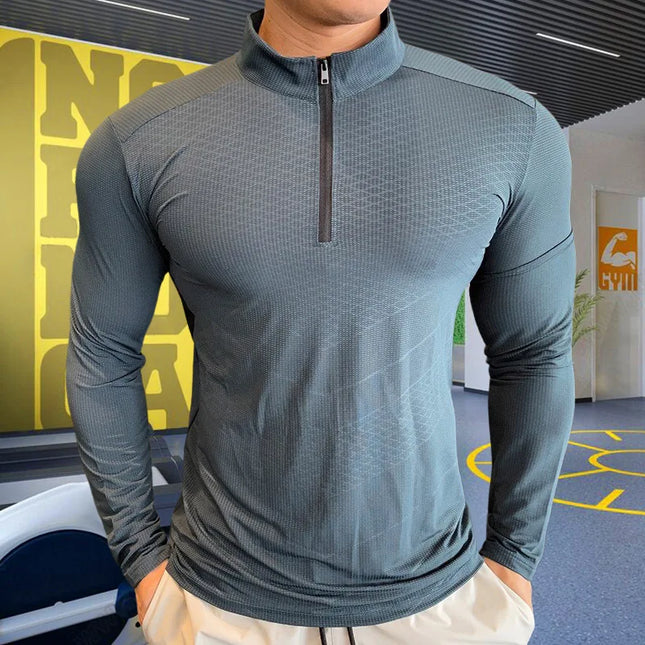 Men's High Collar Compression Fitness Sweatshirt - Various Colors