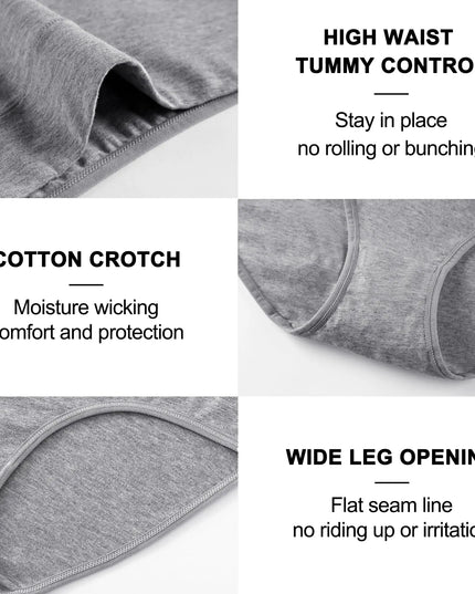 4-Piece Women's High-Waisted Tummy Control Underwear Cotton Soft Stretch Briefs