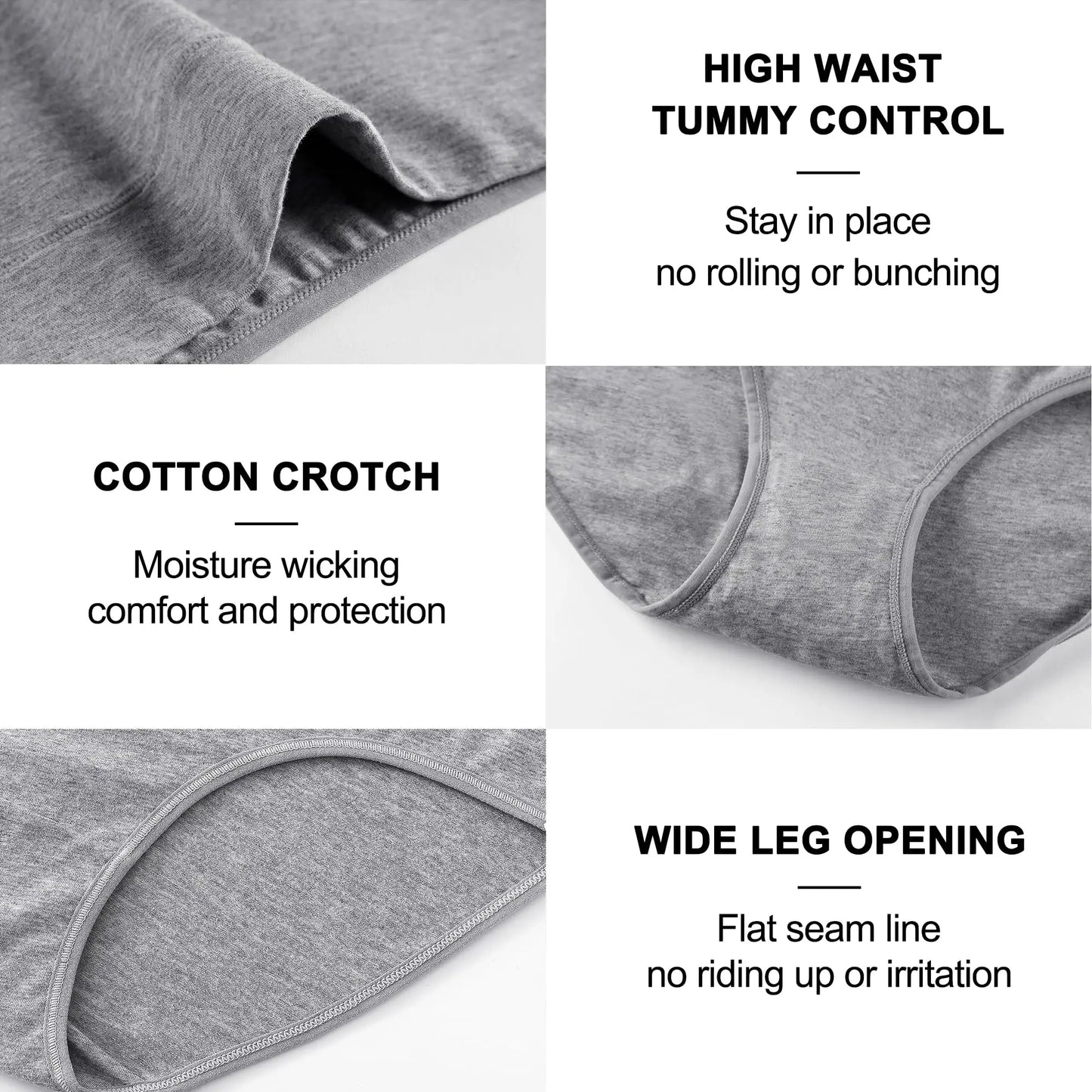 4-Piece Women's High-Waisted Tummy Control Underwear Cotton Soft Stretch Briefs