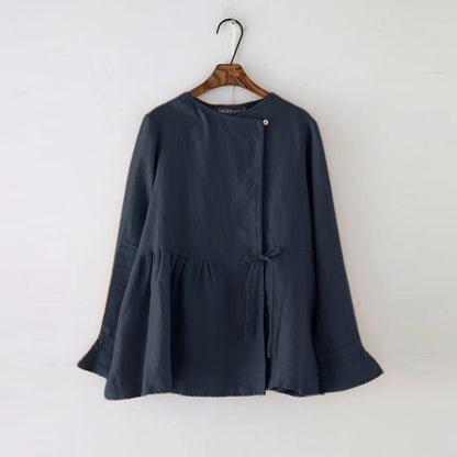 ZANZEA Vintage Women’s Long Flare Sleeve Cotton Blouse
