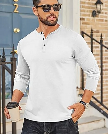 Men's Breathable Long Sleeve Button Henley Sweater