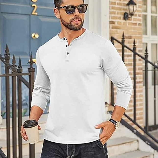 Men's Breathable Long Sleeve Button Henley Sweater