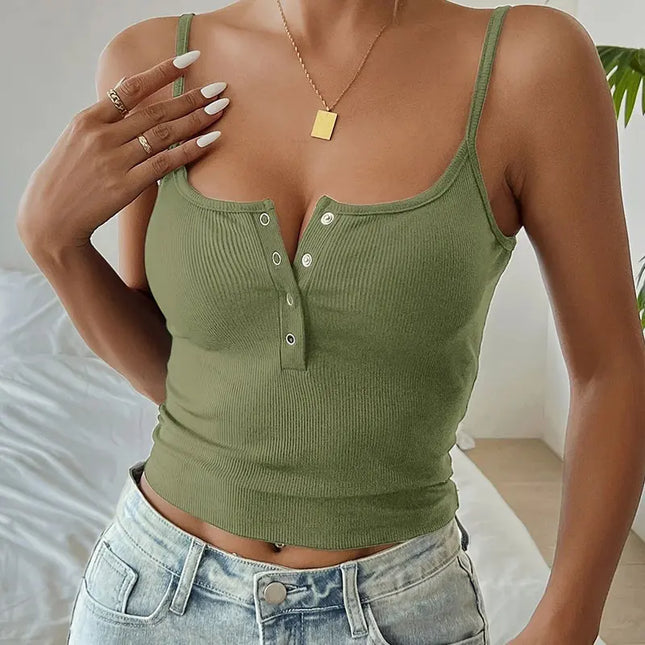 Women's Cropped Button Vest - Slim Fit