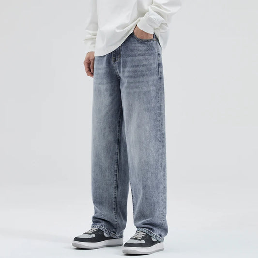 Men's Vintage Baggy Jeans - Straight Fit Loose Trousers