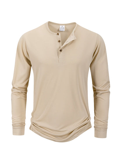 Men's Breathable Long Sleeve Button Henley Sweater