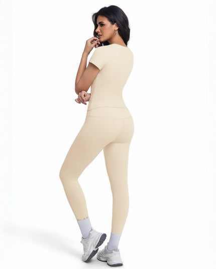 Women's 2-Piece Athletic Set - Ultra-Soft Short Sleeve T-Shirt & High-Waist Leggings