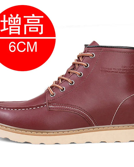 Men’s Height-Increasing Boots - Comfortable Faux Leather Mens Shoes for Enhanced Height & Style