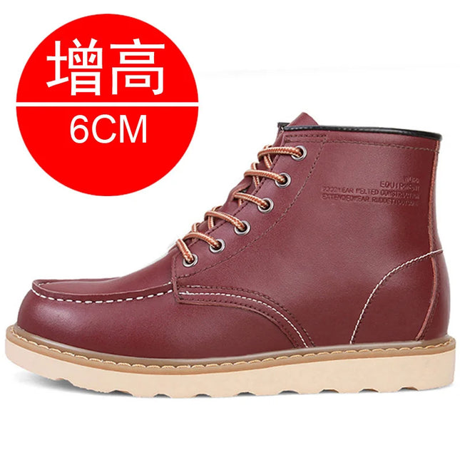 Men’s Height-Increasing Boots - Comfortable Faux Leather Mens Shoes for Enhanced Height & Style