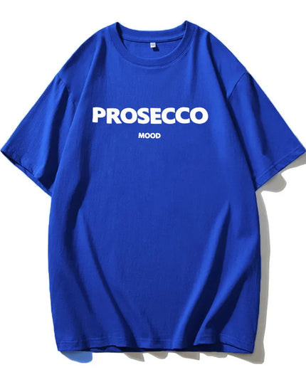 Cotton "Prosecco Mood" Print T-Shirt for Women - Casual Loose Fit Tee by Hirsionsan