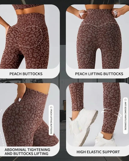 Women's Leopard Print Yoga Pants with Hip Lift and High Elasticity