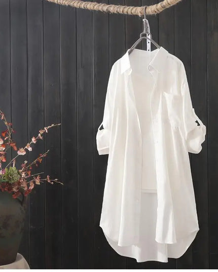 Women's Loose Midi Long Sleeve Shirt