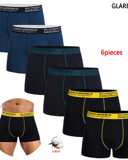 6-Pack Cotton Boxer Briefs for Men – Comfortable & Breathable Underwear Set