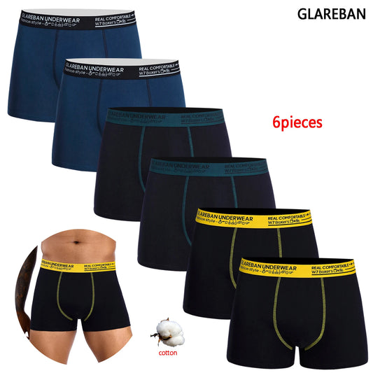 6-Pack Cotton Boxer Briefs for Men – Comfortable & Breathable Underwear Set