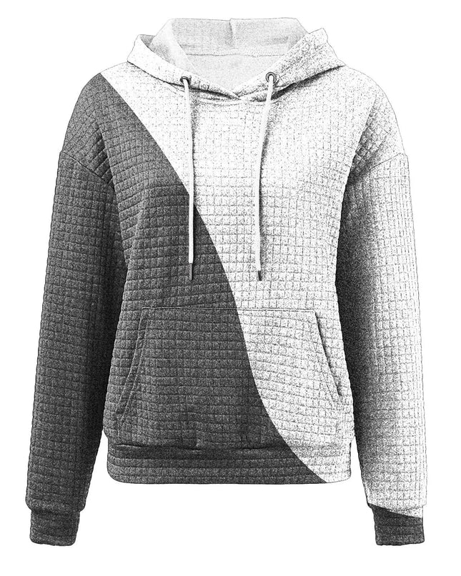 Oversized Women's Hoodie Sweatshirt with Waffle Knit