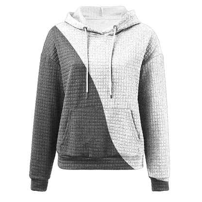 Oversized Women's Hoodie Sweatshirt with Waffle Knit