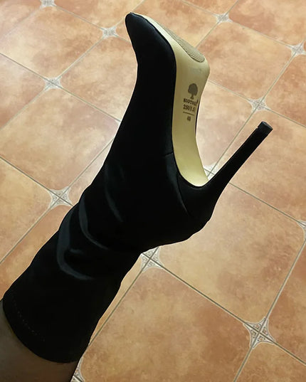 Satin Pointed Toe Short Ankle Boots with Low Heels for Women - Various Colors