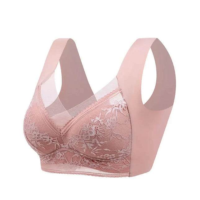 Women's Wireless Lace Push-Up Bralette in Ice Silk Seamless Design