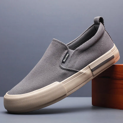 Men's Canvas Casual Loafer Shoes – Lightweight, Non-Slip, Washed Denim Slip-On