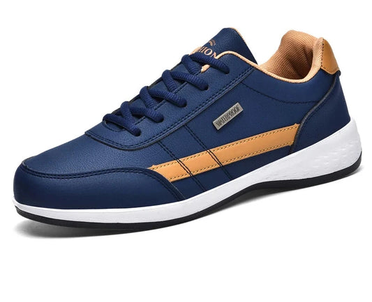 Men's Faux Leather Sneakers - Non-Slip Design