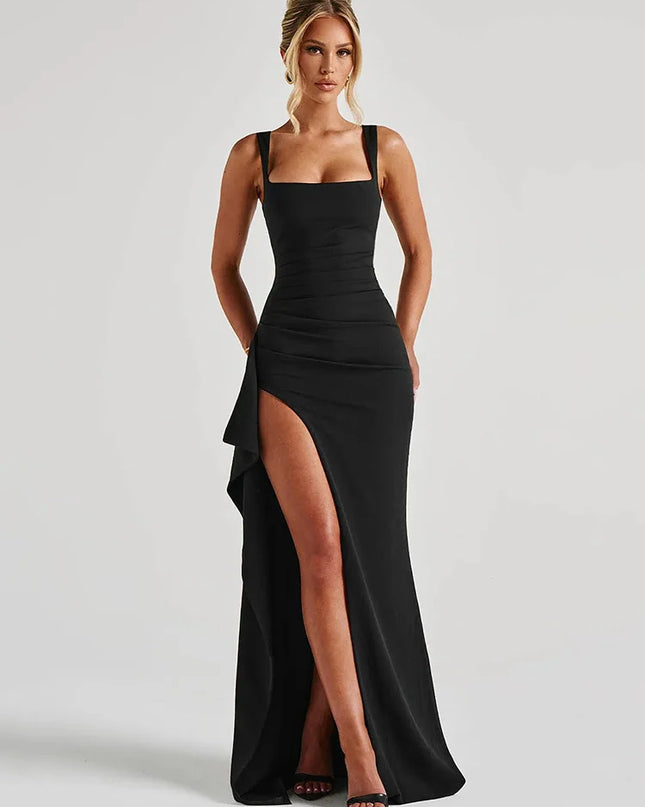 Mozision Women's Backless Maxi Dress - Spaghetti Strap, Sleeveless, Thigh-High Split