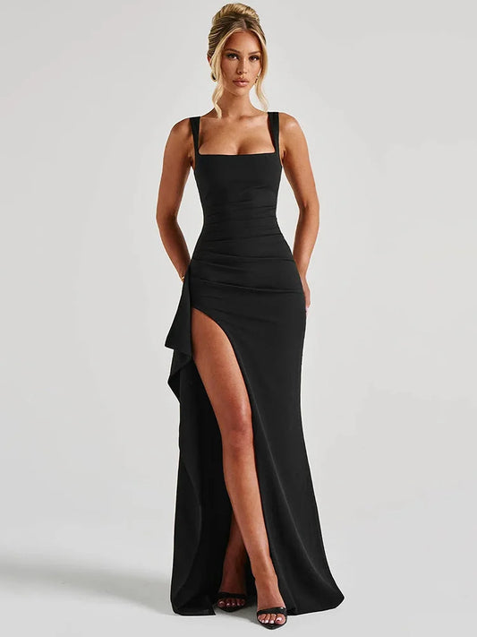 Mozision Women's Backless Maxi Dress - Spaghetti Strap, Sleeveless, Thigh-High Split