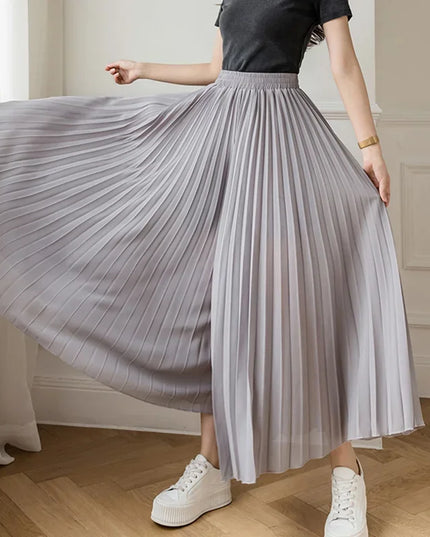 Elegant Women’s Chiffon High-Waist Wide-Leg Pants - Pleated & Loose Fit