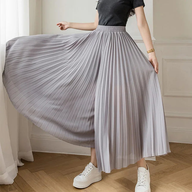 Elegant Women’s Chiffon High-Waist Wide-Leg Pants - Pleated & Loose Fit