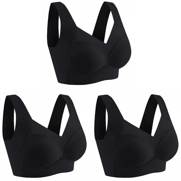 Set of 3 Ice Silk Seamless Sports Bras - Comfortable, Anti-Sagging, No Steel Ring Design