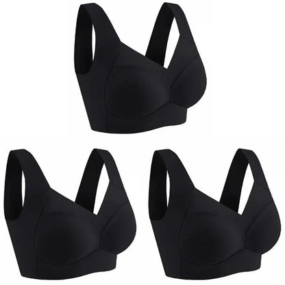 Set of 3 Ice Silk Seamless Sports Bras - Comfortable, Anti-Sagging, No Steel Ring Design