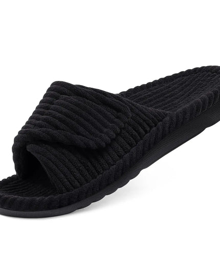 Women's Adjustable Open Toe Slippers with Corduroy Material