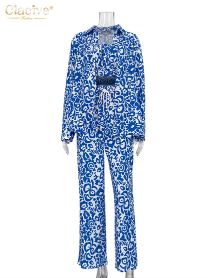 Clacive Women's 3-Piece Set: Long Sleeve Blouse, Sleeveless Tube Top, and High Waist Pants