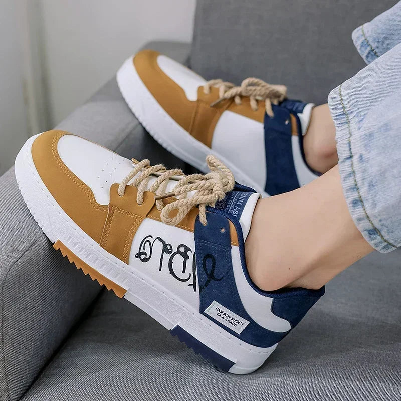 Men's Multicolour Graffiti Print Lace-Up Sneakers