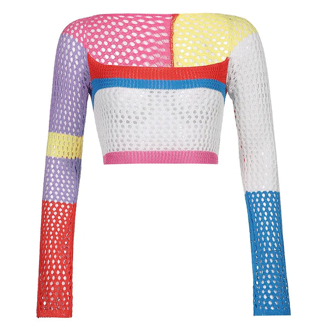 Women's Knitted Long Sleeve Crop Top